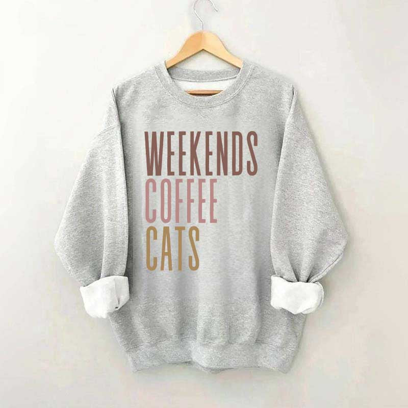Weekends Coffee Cats Sweatshirt