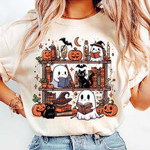 Comfort Colors Ghost Reading Cat T-Shirt