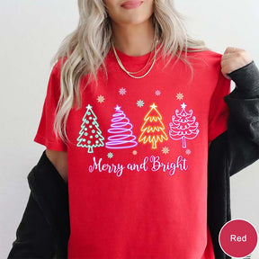 Merry and Bright Neon Christmas T-Shirt