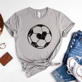 Cute Soccer Ball Heart Graphic T-Shirt