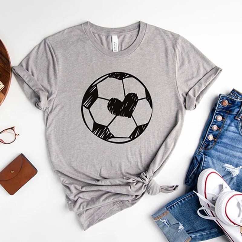Cute Soccer Ball Heart Graphic T-Shirt