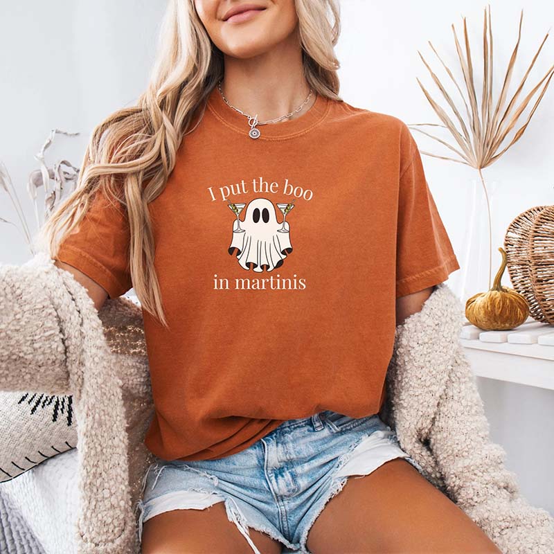 Funny Halloween I Put the Boo in Martinis T-Shirt