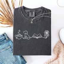Doodle Books Coffee Dogs Flower T-Shirt