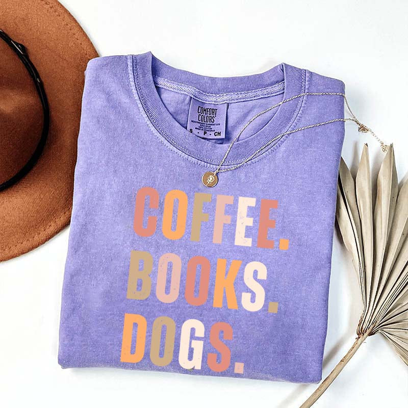 Coffee Books Dogs T-Shirt