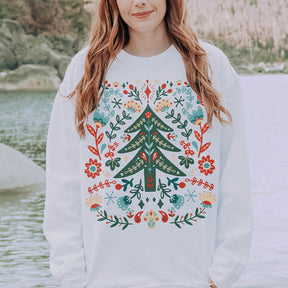 Scandinavian Christmas Folk Art Sweatshirt