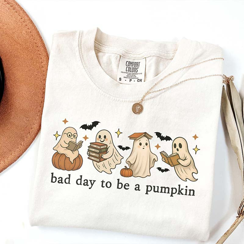 Pumpkin Cute Fall Spooky Season Reading T-Shirt