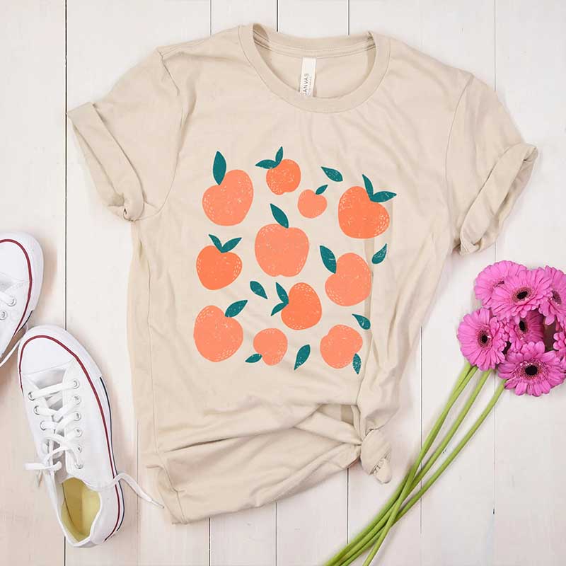 Peach Graphic  Summer Fruit T-Shirt