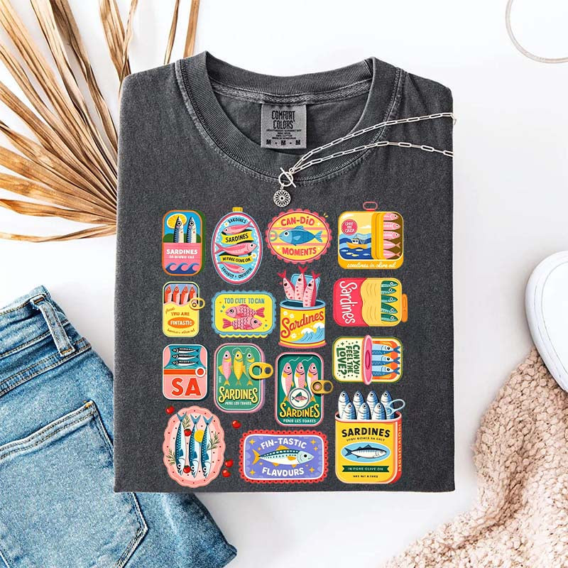 Vintage Sardine Can Mediterranean Food T-Shirt
