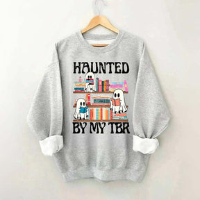Haunted By My TBR Cute Ghost Reading Books Sweatshirt