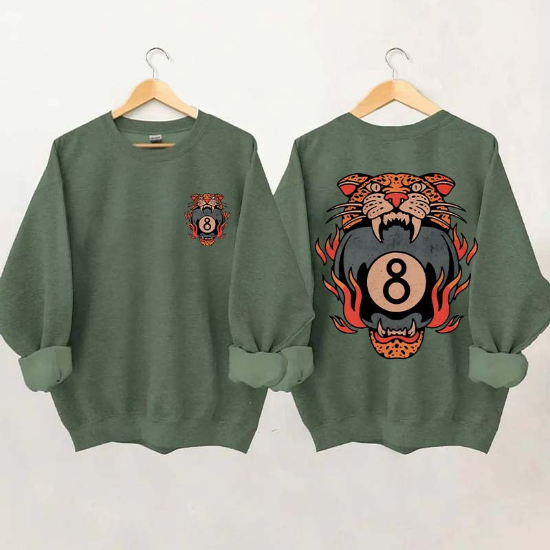 Lucky Leopard Traditional Tattoo T 8 Ball Sweatshirt