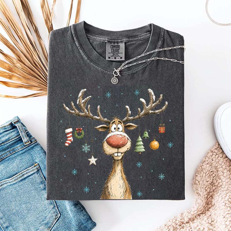 Retro Merry Christmas Retro Reindeer T-Shirt