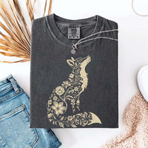 Retro Floral Fox Woodland Animal T-Shirt