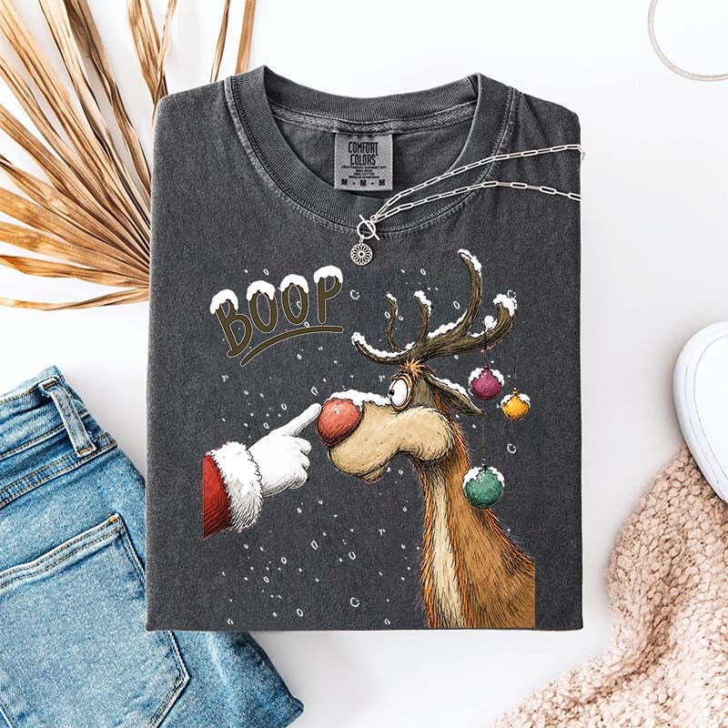 Boop Reindeer Comfort Colors Christmas T-Shirt