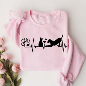 Dog And Cat Heartbeat Sweatshirt