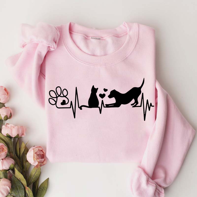Dog And Cat Heartbeat Sweatshirt