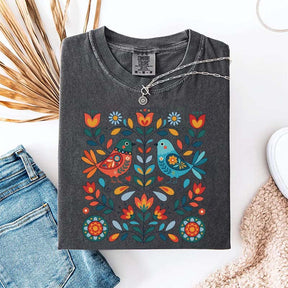 Cute Scandinavian Folk Art Bird T-Shirt