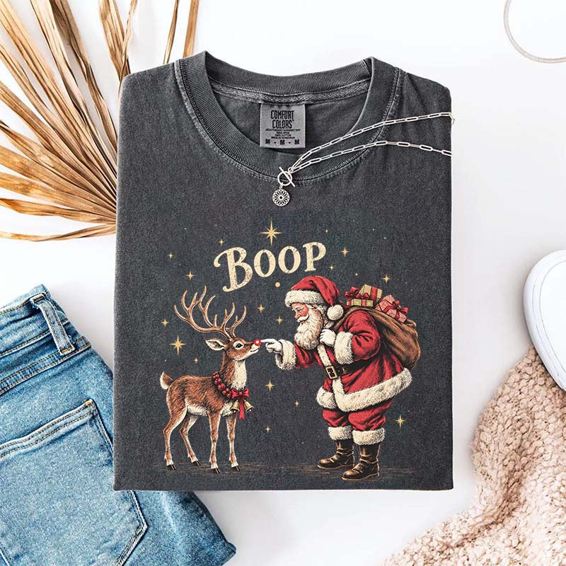 Vintage Santa Reindeer Christmas Boop T-Shirt