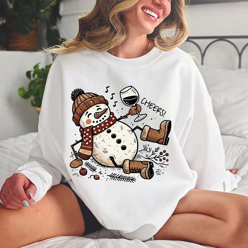 Snowman Wine Christmas Cheers Sweatshirt