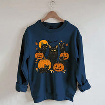 Halloween Cat And Pumpkin Sweatshirt