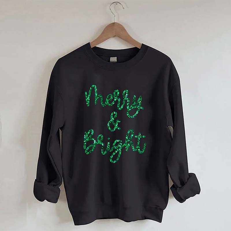 Sparkly Glitter Merry And Bright Sweatshirt