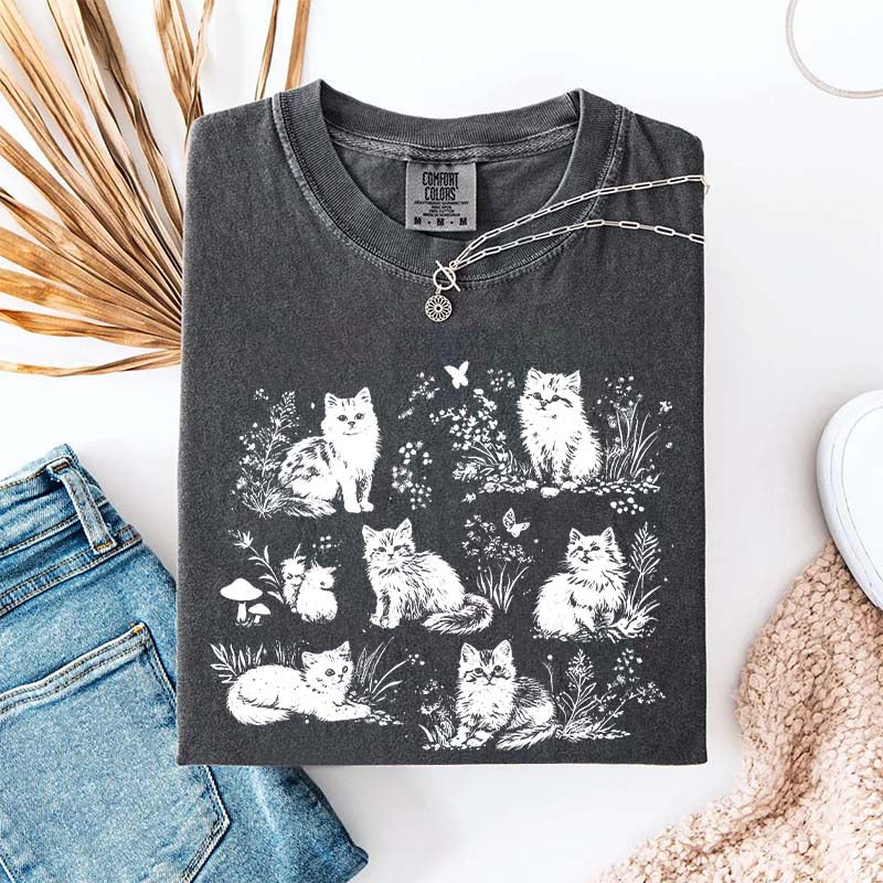 Vintage 90s Cats Pet Floral T-Shirt
