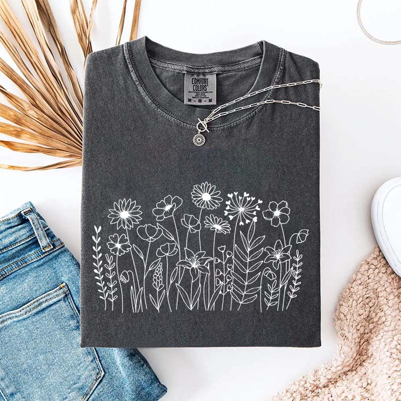 Wild Flower Minimalist Floral T-Shirt