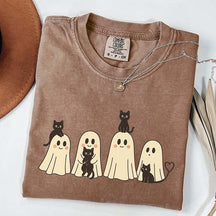 Halloween Black Cat & Ghost T-Shirt