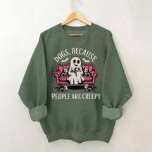Retro Dogs Because People are Creepy Halloween Sweatshirt