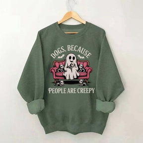 Retro Dogs Because People are Creepy Halloween Sweatshirt