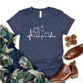 Heartbeat Animal  Horse Cow Dog Cat T-Shirt