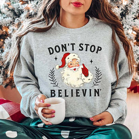 Don't Stop Believing Retro Santa Sweatshirt