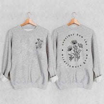 Cute Wildflower Religous Luke 12:27 Bible Verse Sweatshirt