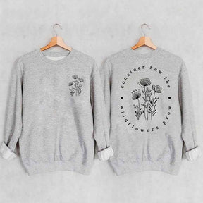Cute Wildflower Religous Luke 12:27 Bible Verse Sweatshirt