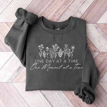 One Day At A Time Inspirational Floral Sweatshirt