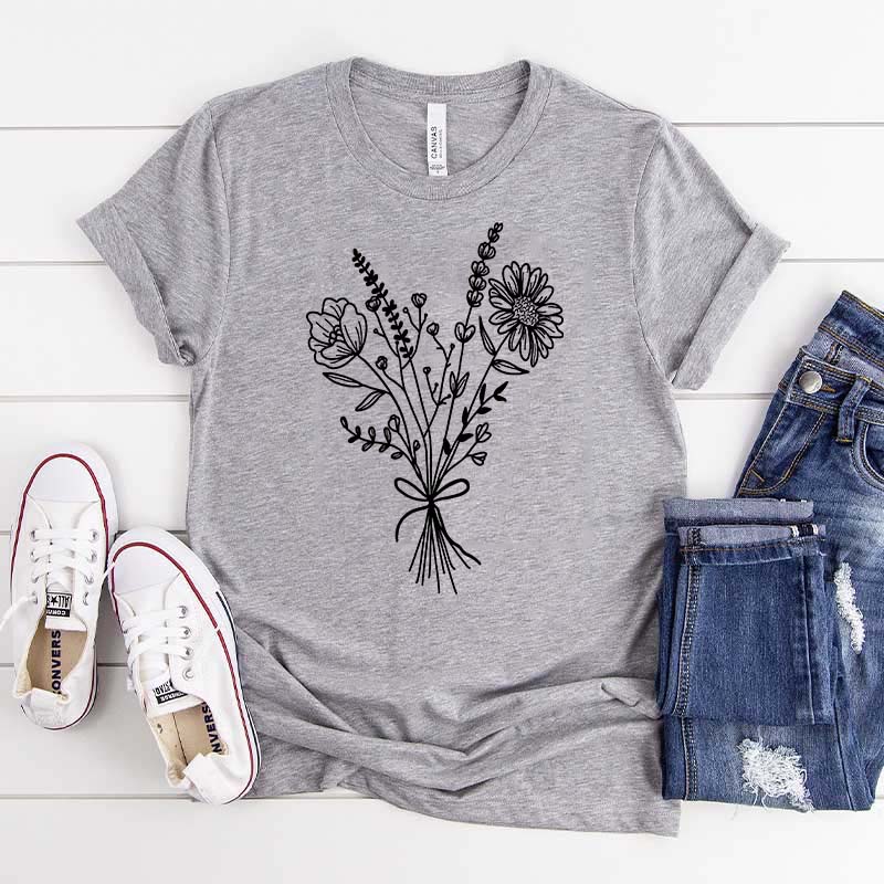 Retro Minimalist Flower Bouquet T-Shirt