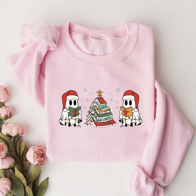 Christmas Ghost Book Reading Sweatshirt