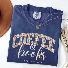 Coffee And Books Floral T-Shirt