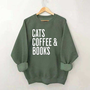 Cats Coffee And Books Sweatshirt