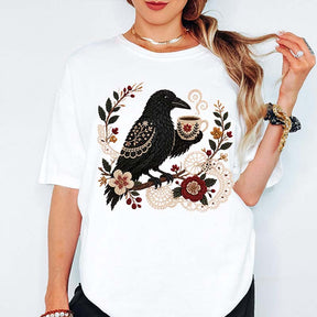 Boho Bird Crow Coffee Lover T-Shirt