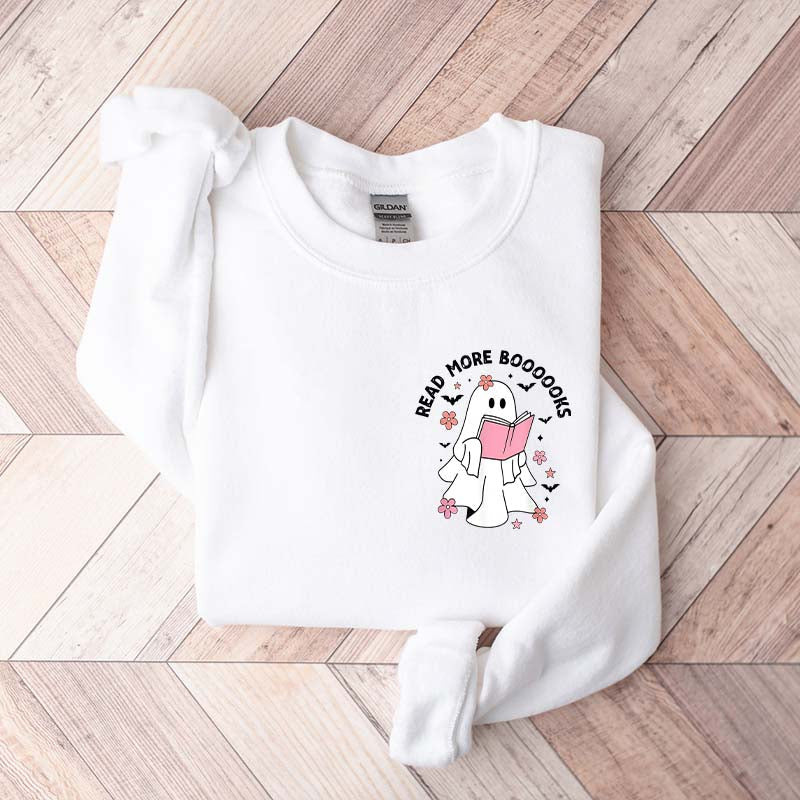 Ghost Reading Books Bookish Halloween Sweatshirt