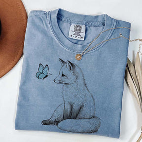 Comfort Colors Fox and Butterfly Graphic T-Shirt