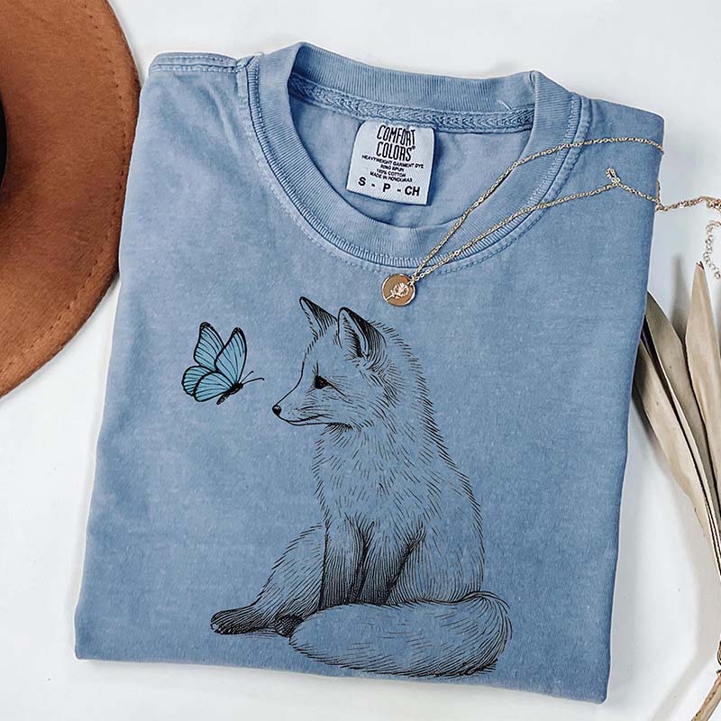 Comfort Colors Fox and Butterfly Graphic T-Shirt