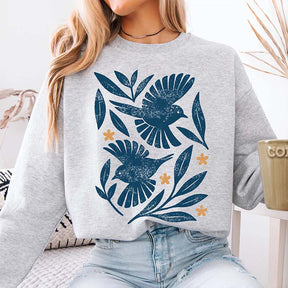 Retro Botanical Birds Sweatshirt