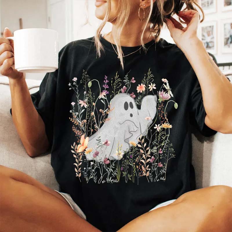 Comfort Colors Cute Ghost in Wildflowers T-Shirt