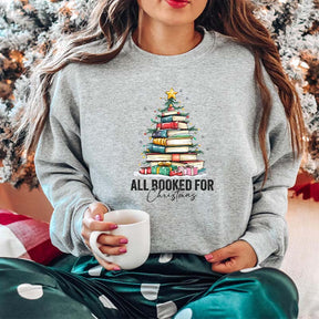 All Booked For Christmas Shirt Gift for Librarian Sweatshirt