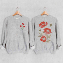 Red Poppies Floral Sweatshirt