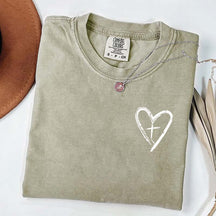 Heart Cross Religous T-Shirt