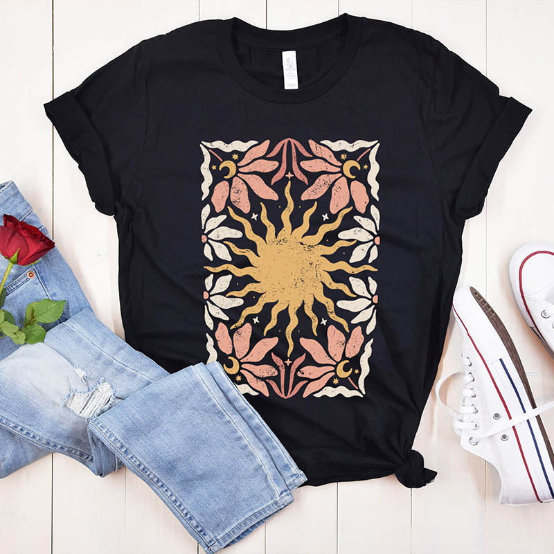 Boho Top Wildflowers Graphic T-shirt