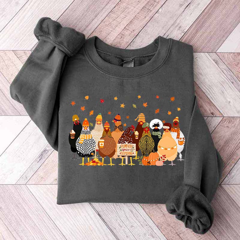 Humorous Fall Chickens Sweatshirt