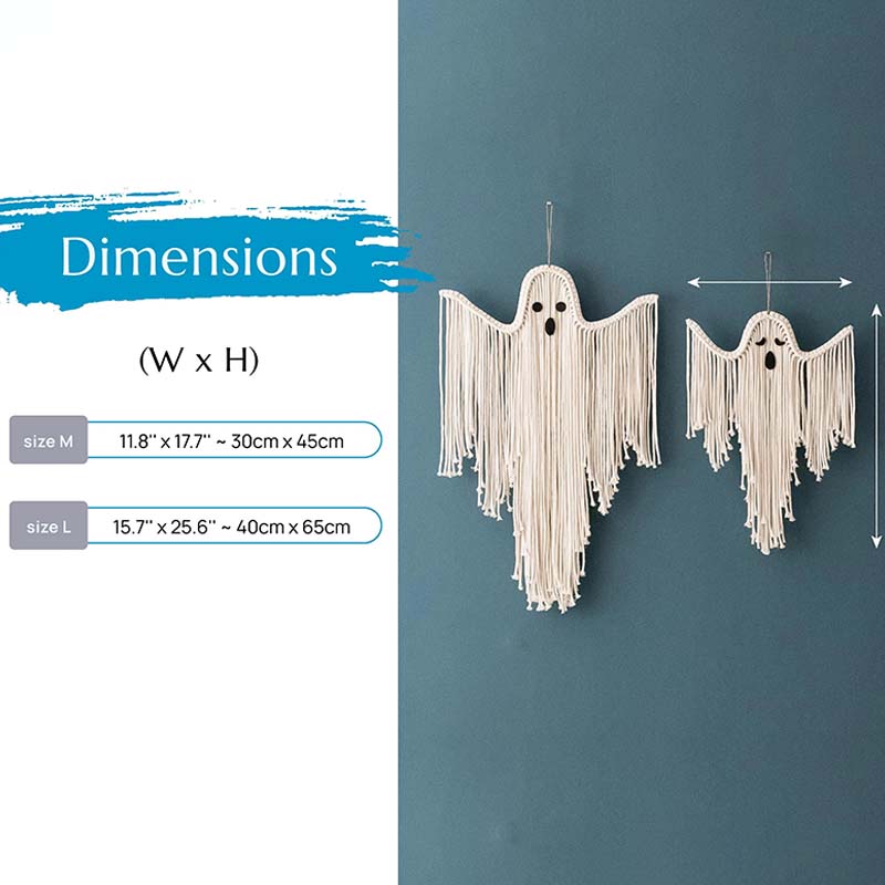 Halloween Macrame Ghost Spooky Wall Hanging